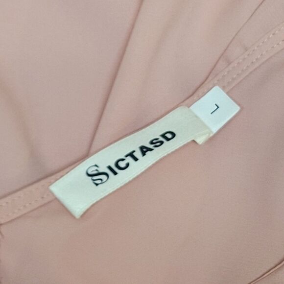 SICTASD Peach Ruffled Collar Midi Wrap Dress - NWOT - Picture 5 of 6